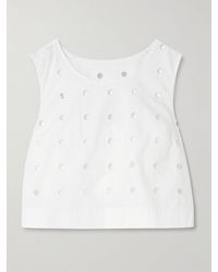 Posse - Peggy Broderie Anglaise Cotton-Poplin Tank - Lyst