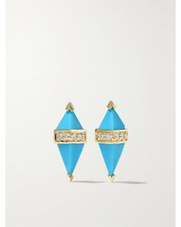 Sorellina - Pietra Ohrstecker Aus 18 Karat Mit Türkisen Und Diamanten - Lyst