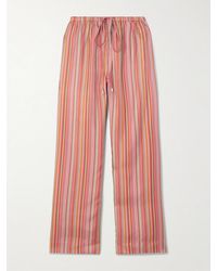 Comme Si - Striped Silk-Twill Straight-Leg Pants - Lyst