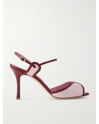 Manolo Blahnik - Todda 90 Two-Tone Leather Sandals - Lyst