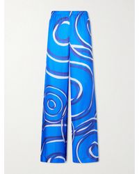 Themis Z - Elysia Printed Silk-Blend Satin Wide-Leg Pants - Lyst