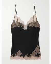 Carine Gilson - Lace-Trimmed Silk-Satin Camisole - Lyst