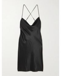 Saint Laurent - Draped Silk-Satin Mini Dress - Lyst
