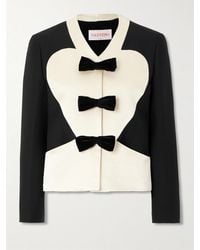 Valentino Garavani - Bow-Embellished Ribbed Cotton-Blend And Wool And Silk-Blend Crepe Jacket - Lyst