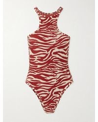 The Attico - Zebra-Print Halterneck Swimsuit - Lyst