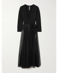 Norma Kamali - Pleated Mesh-Trimmed Stretch-Jersey Midi Dress - Lyst