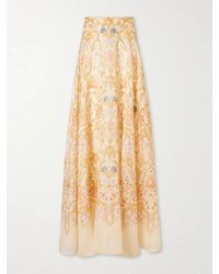 Zimmermann - Valiant Circle Linen And Silk-Blend Midi Skirt - Lyst