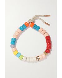 Carolina Bucci + Halpern Forte Beads Armband Aus Lurex® Mit Mehreren Steinen Und Details Aus 18 Karat Rosé- Und Gelbgold - Weiß