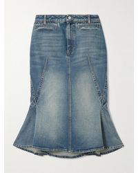McQueen - Paneled Denim Midi Skirt - Lyst