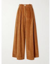 S.S.Daley - Pleated Cotton-Corduroy Wide-Leg Pants - Lyst