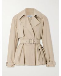Loewe - Double-Breasted Pleated Cotton-Twill Jacket - Lyst
