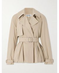 Loewe - Double-Breasted Pleated Cotton-Twill Jacket - Lyst