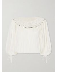 Isabel Marant - Nelida Lace-Trimmed Silk-Gauze Blouse - Lyst