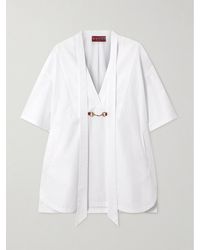 Gucci - Leather-Trimmed Horsebit-Embellished Cotton-Poplin Mini Shirt Dress - Lyst