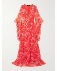 Etro - Ruffled Floral-Print Silk-Crepon Maxi Dress - Lyst