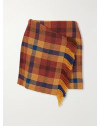 Escvdo - Checked Asymmetric Alpaca Mini Skirt - Lyst