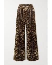 Dolce & Gabbana Diva Leopard-print Silk-blend Satin Pyjama Pants - Brown