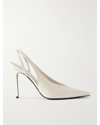 Ferragamo - Cressy 95 Croc-Effect Patent-Leather Slingback Pumps - Lyst