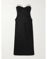 McQueen - Strapless Crystal-Embellished Taffeta Midi Dress - Lyst