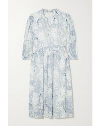 See By Chloé Printed Cotton And Silk-blend Crepon Midi Dress - Blue
