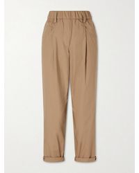 Brunello Cucinelli - Cotton-Voile Tapered Pants - Lyst