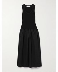 Proenza Schouler - Malia Ribbed-Knit And Cotton-Poplin Midi Dress - Lyst