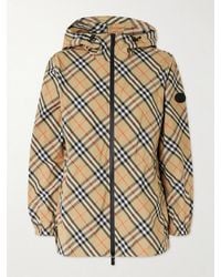 Burberry - Checked Hooded Shell Jacket - Lyst