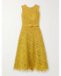 Oscar de la Renta - Midikleid Aus Guipure-Spitze Mit Gürtel - Lyst