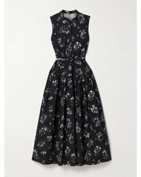 Adam Lippes - Belted Floral-Print Cotton-Poplin Midi Dress - Lyst