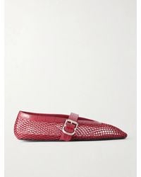Alaïa - La Ballerine Croc-Effect Leather-Trimmed Mesh Ballet Flats - Lyst