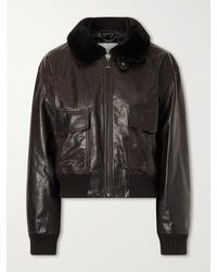 Victoria Beckham - Aviator Shearling-Trimmed Leather Jacket - Lyst