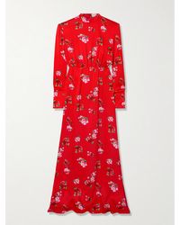 Magda Butrym - Gathered Floral-Print Silk Maxi Dress - Lyst
