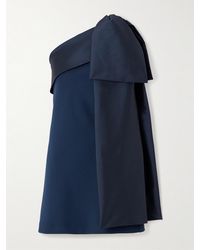 BERNADETTE - Adrian Bow-Embellished One-Shoulder Taffeta-Trimmed Crepe Mini Dress - Lyst