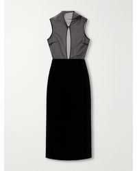 Brandon Maxwell - The Delphine Silk-Organza And Cotton-Blend Velvet Midi Dress - Lyst