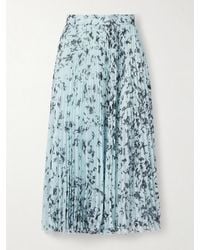 Proenza Schouler - Cecily Pleated Printed Crepon Midi Skirt - Lyst