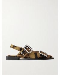 Ganni - Singback-Schuhe Aus Einer Gebürsteten Baumwollmischung Mit Spitzer Kappe Und Verzierung - Lyst