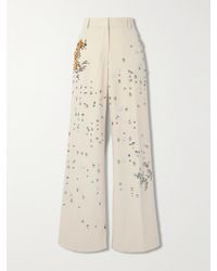 Dries Van Noten - Hose Mit Weitem Bein Aus Woll-Twill Mit Verzierungen - Lyst