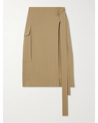 Victoria Beckham - Midi-Wickelrock Aus Woll-Twill Mit Nadelstreifen Zum Binden - Lyst