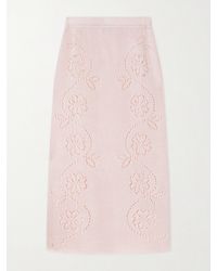 Calle Del Mar - Embroidered Knitted Midi Skirt - Lyst