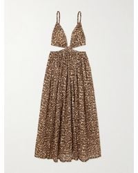 Zimmermann - Wanderlust Cutout Leopard-Print Cotton-Voile Maxi Dress - Lyst