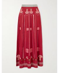 Emporio Sirenuse - Embroidered Linen And Cotton-Blend Maxi Skirt - Lyst
