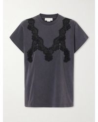 Stella McCartney - Lace-Trimmed Cotton-Jersey T-Shirt - Lyst