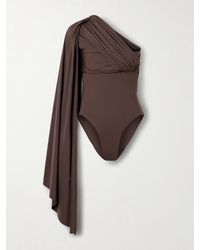 Maygel Coronel - Burano One-Shoulder Cape-Effect Gathered Draped Stretch-Jersey Bodysuit - Lyst