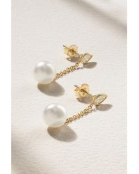 Mizuki - 14-Karat, Pearl And Diamond Earrings - Lyst