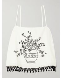 Bode - Rosebloom Cropped Bead-Embellished Fringed Cotton And Silk-Blend Top - Lyst
