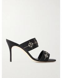 Manolo Blahnik - Ralyne 90 Crystal-Embellished Crepe De Chine Sandals - Lyst