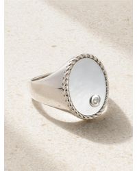 Yvonne Léon - Chevalière Ovale 9-Karat, Mother-Of-Pearl And Diamond Signet Ring - Lyst