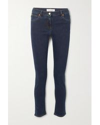 Valentino Cropped Mid-rise Slim-leg Jeans - Blue