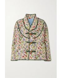 The Great Reversible Distressed Quilted Floral-print Cotton And Chambray Jacket - Multicolour