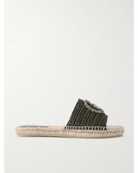 Gucci - Cora Crystal-Embellished Raffia Espadrille Slides - Lyst